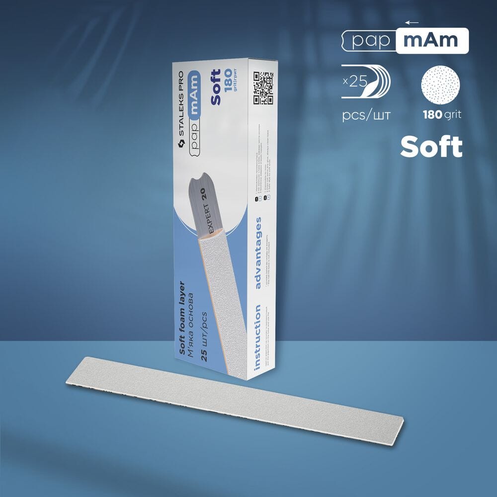 Staleks Expert White Disposable Nail Files with Soft Foam Layer - 180 Grit, 25 Pack - Perfect for Professional Manicures & Home Nail Care