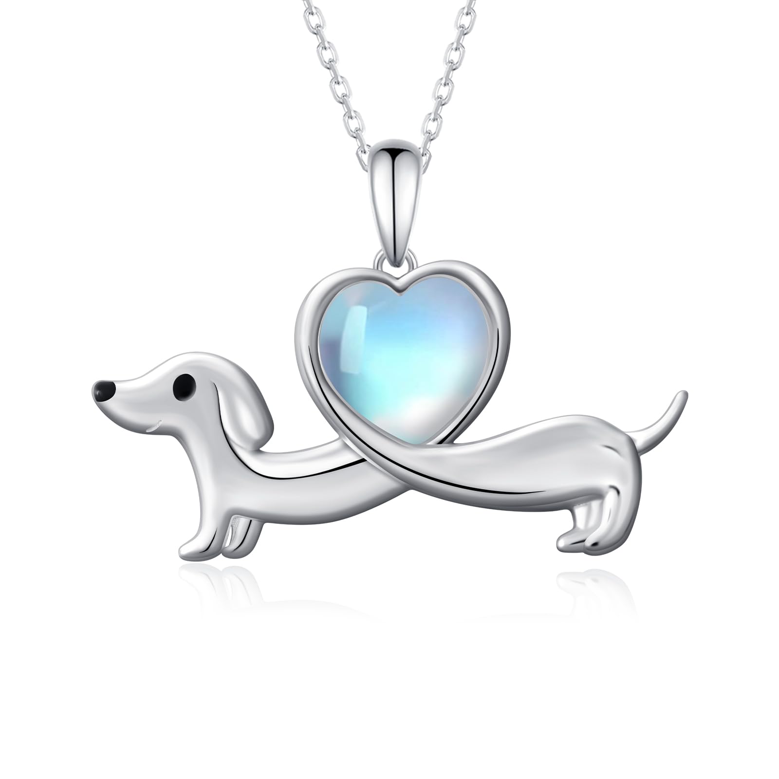 925 Sterling Silver Dachshund Necklace with Birthstone - Unique Dachshund Jewelry Gift for Women | Perfect for Birthday, Anniversary & Dog Lover Gifts