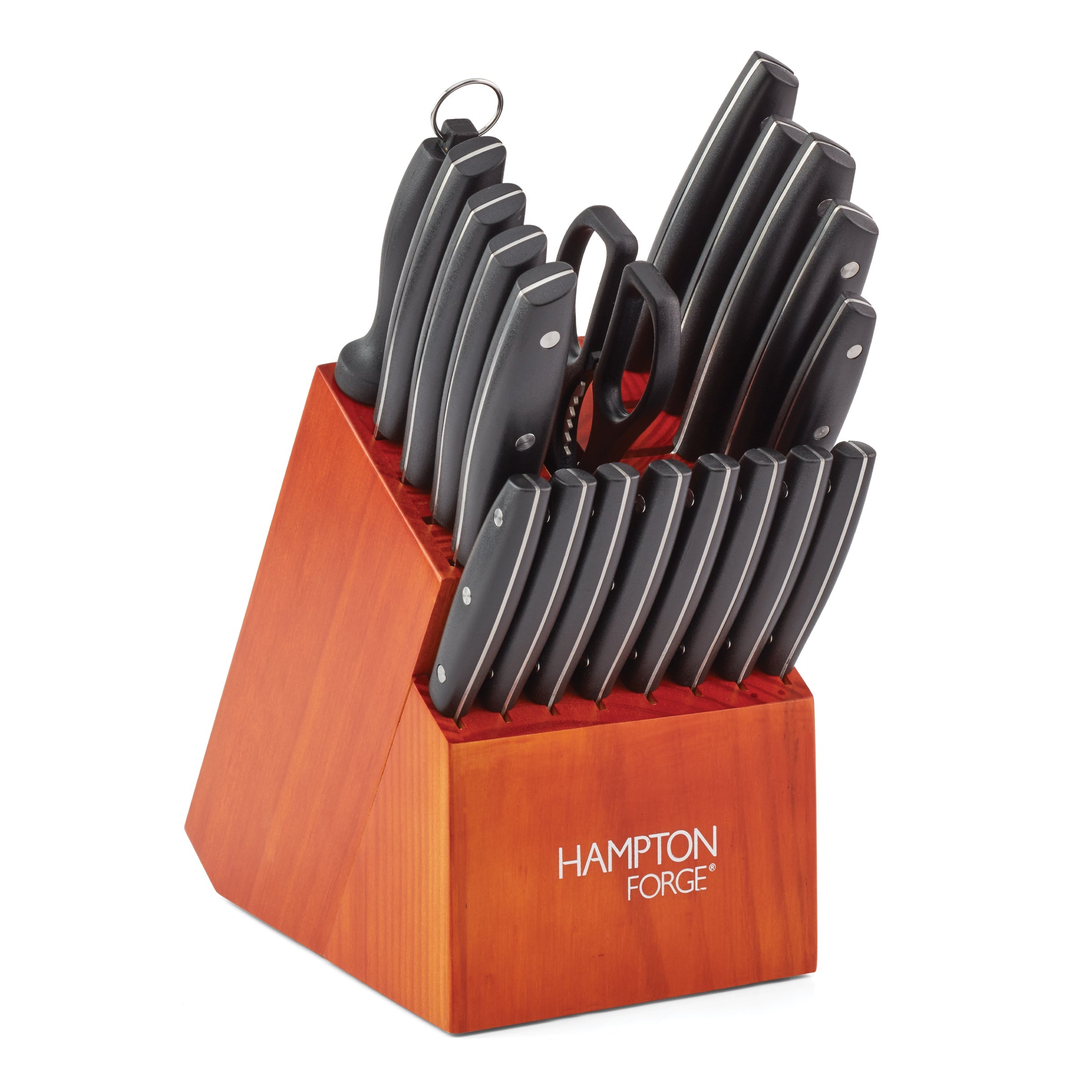 Premium Atlantis 20-Piece Stainless Steel Cutlery Block Set - Knife Set with Wooden Storage Block for Kitchen, Dining & Entertaining - Perfect for Home Chefs & Dinner Parties