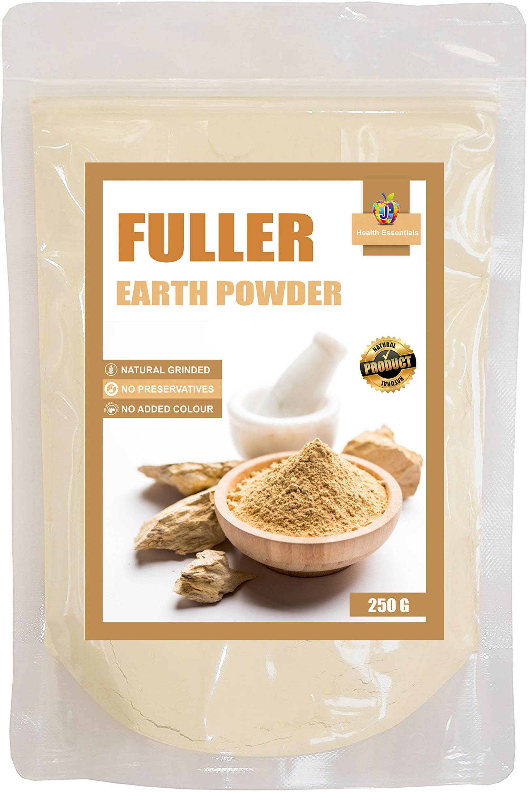 Jioo Organics Fuller Earth Multani Mitti Powder - 250g Natural Face & Hair Mask for Glowing Skin & Healthy Hair - Perfect for Deep Cleansing, Oil Control & Detoxifying