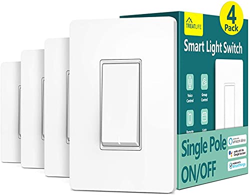 TREATLIFE Smart Light Switch Single Pole - WiFi In-Wall Smart Switch Compatible with Alexa, Google Home & SmartThings | No Hub Required | Neutral Wire Needed | FCC Certified | Perfect for Home Automation & Smart Lighting Control