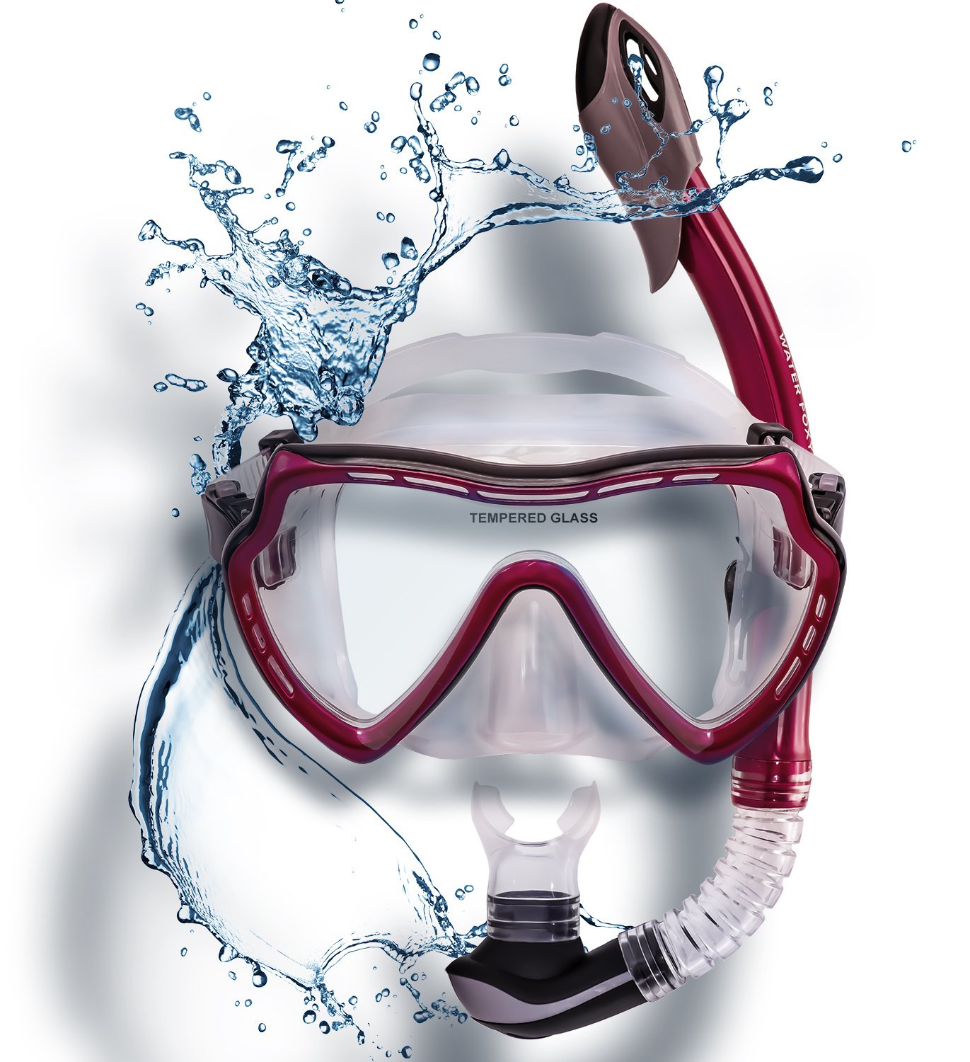 Snorkel Set with Anti-Fog Diving Mask & Dry Snorkel - Single Lens Swim Mask with Purge Valve & Anti-Splash Guard for Kids, Youth & Adults - Perfect for Pool, Beach & Ocean Adventures