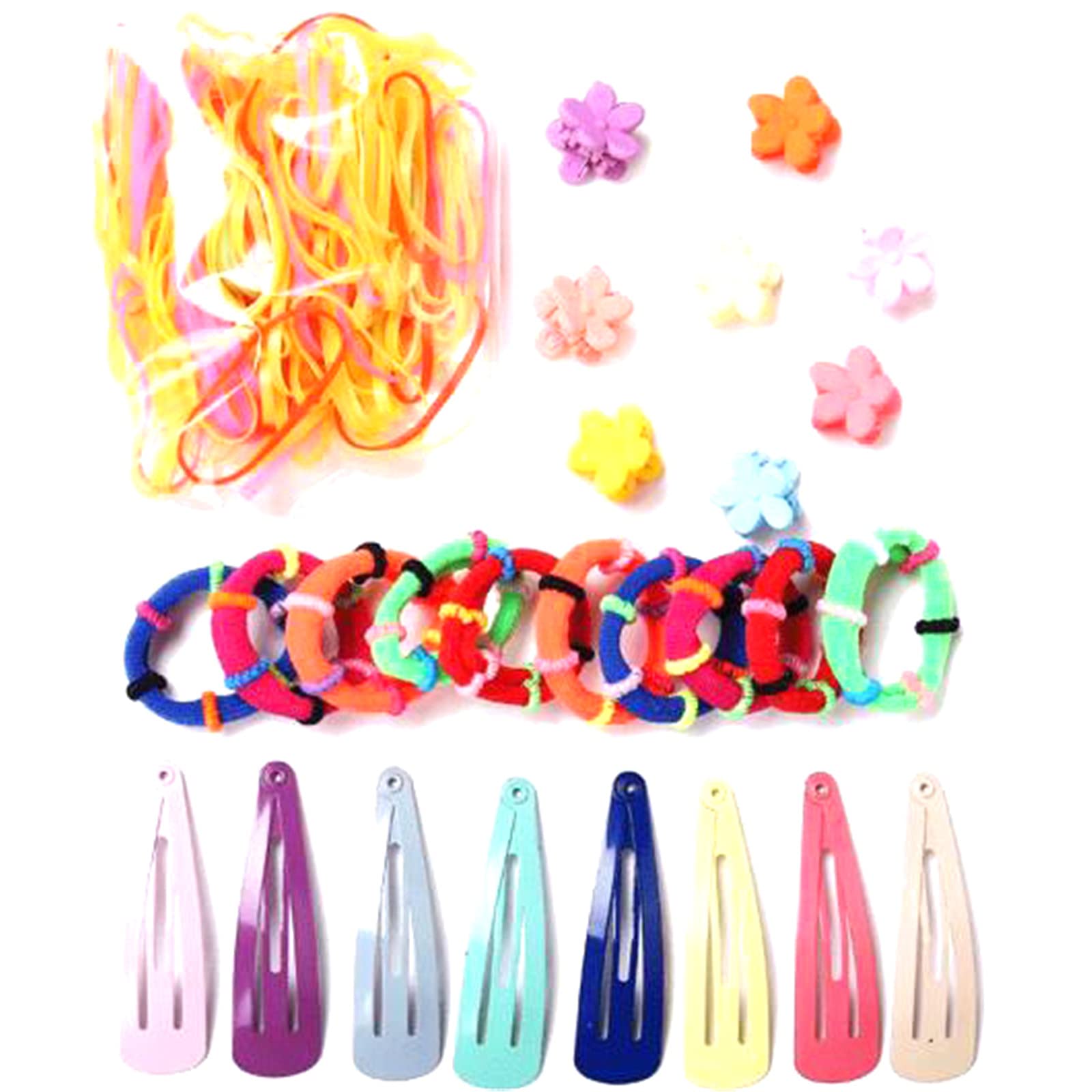 Candy Color Girls Hair Accessories Set - Hairpins & Rubber Bands for Kids, Toddlers, Teens | Perfect for School, Parties, Weddings & Daily Styling