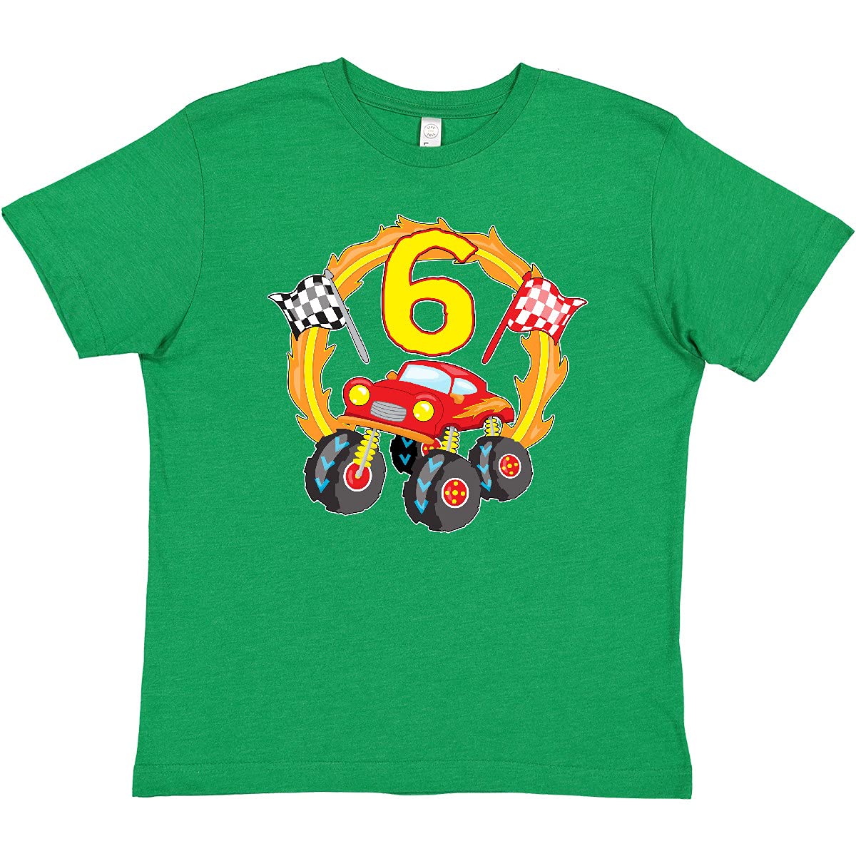 Inktastic Monster Truck 6th Birthday T-Shirt for Boys - Cool Kids Graphic Tee for Birthday Parties & Truck Lovers