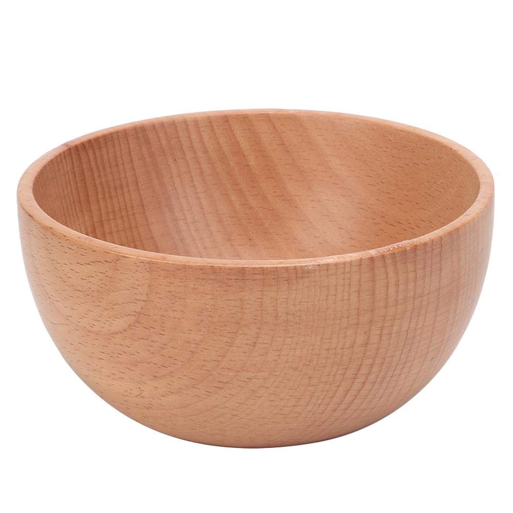 Natural Wooden Bowl Set - Round Wooden Food Container for Rice, Soup & Salad | Eco-Friendly Kitchen & Dining Tableware for Kids & Adults | Perfect for Home, Restaurants & Picnics (12x6cm, Medium Size)