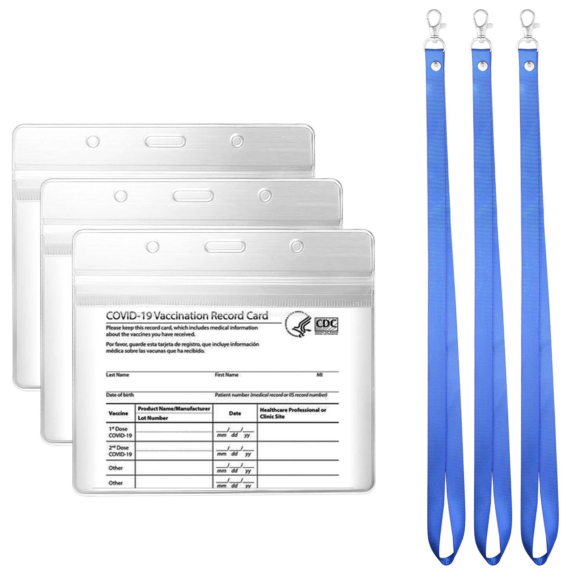 Waterproof Vaccine Card Holder 4x3 in with Lanyard - Travel & Event ID Protector