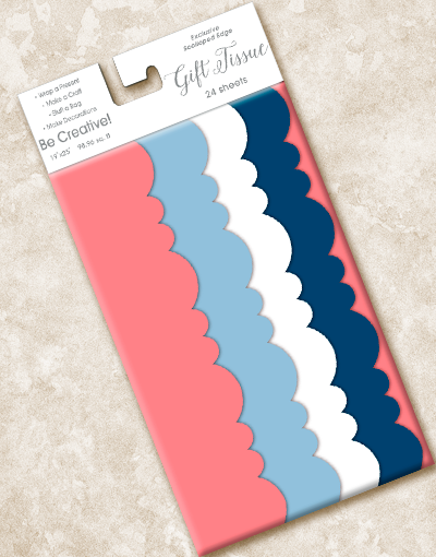 Premium Cape Cod Scalloped Tissue Paper - 50 Sheets, Decorative Gift Wrapping & Crafting Supplies for Party Decor, Wedding Favors, DIY Scrapbooking Projects