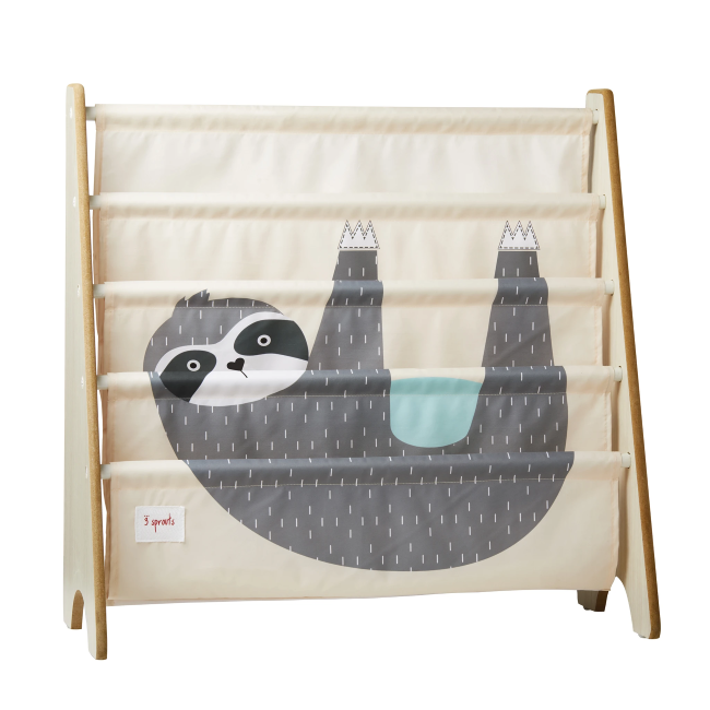 3 Sprouts Book Rack - Adorable Sloth-Themed Kids Bookshelf Organizer for Nursery, Playroom & Classroom Storage Solution