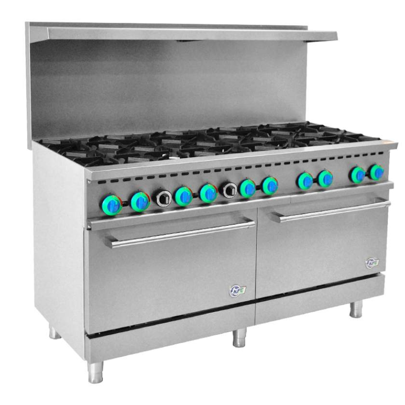 Chef AAA R60 Commercial 60-Inch 10-Burner Gas Range Oven - Perfect for Restaurants, Catering & Large-Scale Cooking