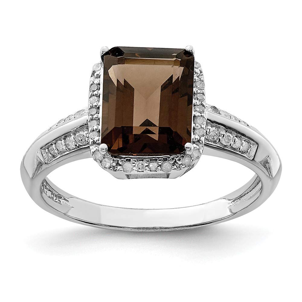 925 Sterling Silver Diamond & Chocolate Brown Smoky Quartz Engagement Ring (0.15 CTTW) - Perfect for Proposals, Anniversaries & Special Occasions