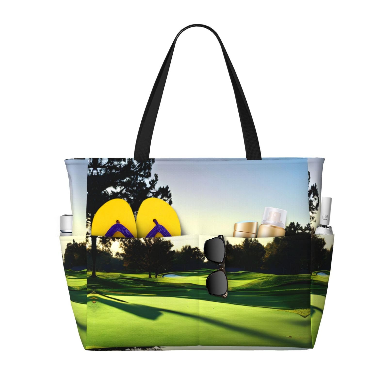 NOUZU Large Golf Print Beach Tote - Women's Travel Bag for Golf & Beach Outings