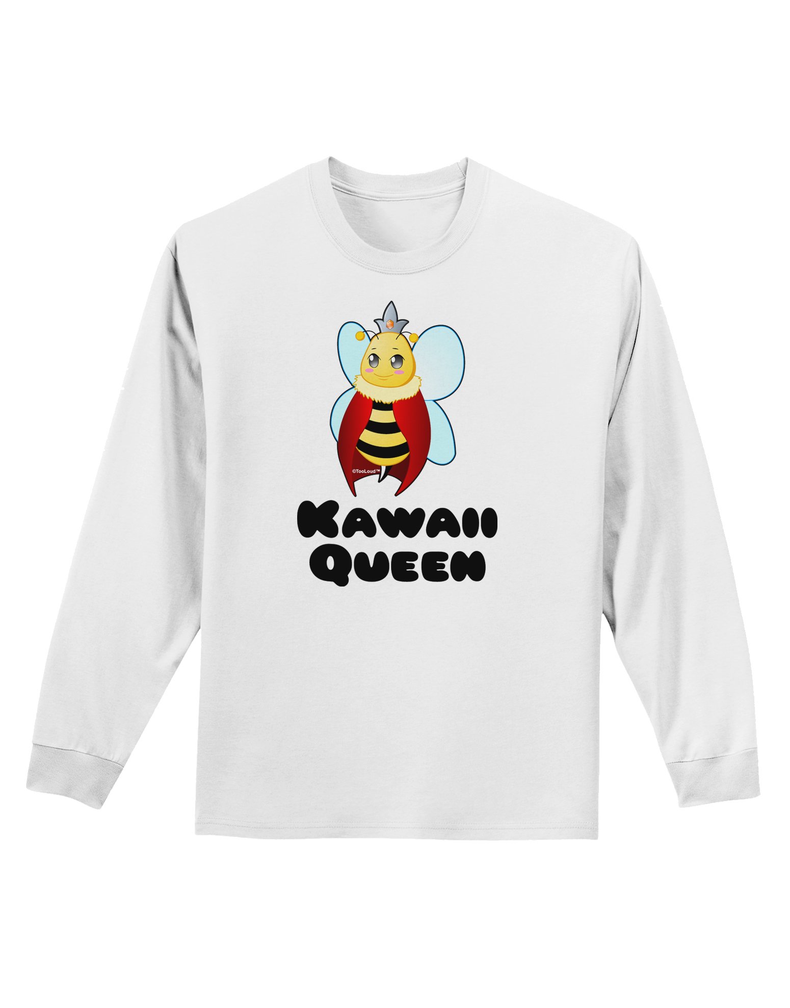 TOOLOUD Kawaii Queen Bee Adult Long Sleeve T-Shirt - Cute Graphic Tee for Women, Funny Queen Bee Costume Shirt, Perfect for Halloween, Cosplay, and Casual Wear