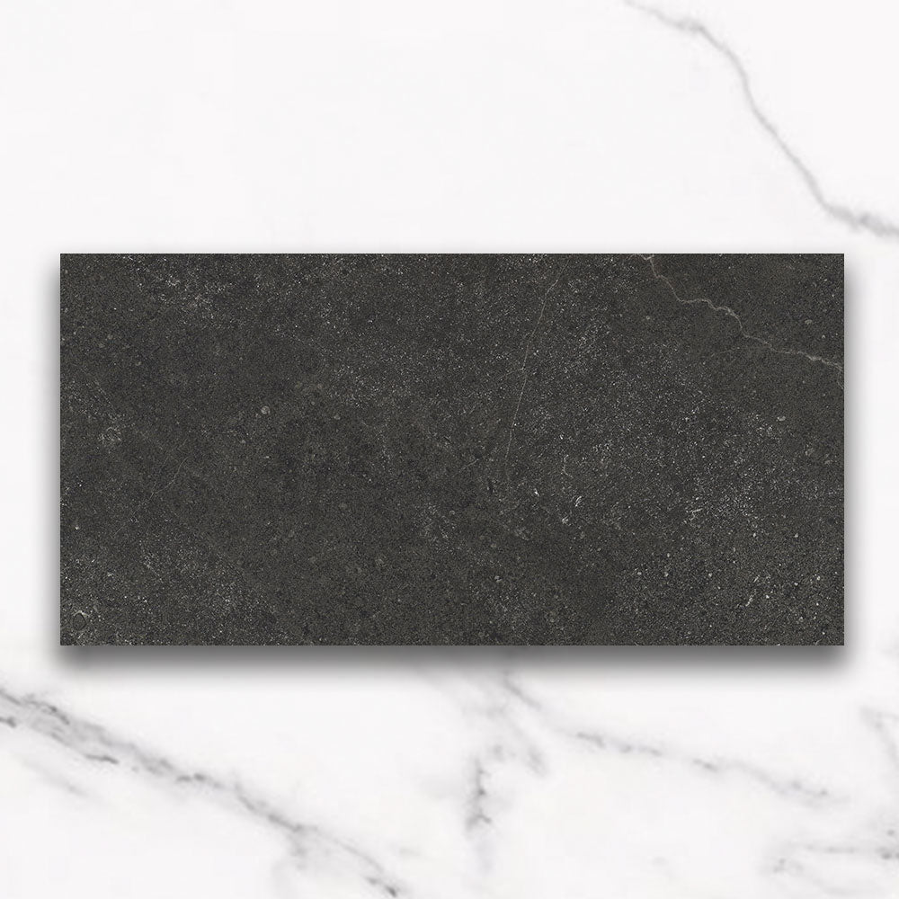 Magione Charcoal 300x600mm Matte Porcelain Tile - Marble Look Wall & Floor Tile for Bathroom, Kitchen & Living Room Renovation