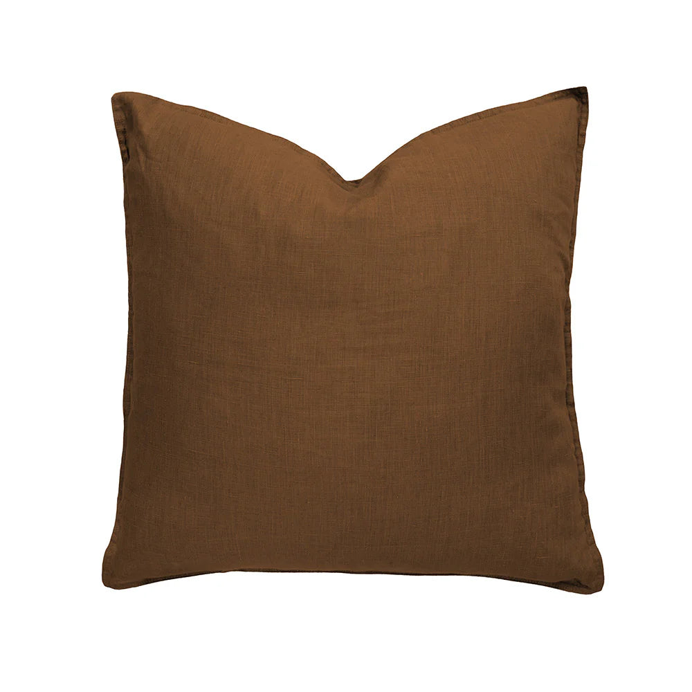 Premium Linen Cushion Cover - 18x18 Inch Square Pillow Case in Hazel Brown by Bambury | Soft & Breathable Home Decor for Sofa, Bed, Living Room & Nursery