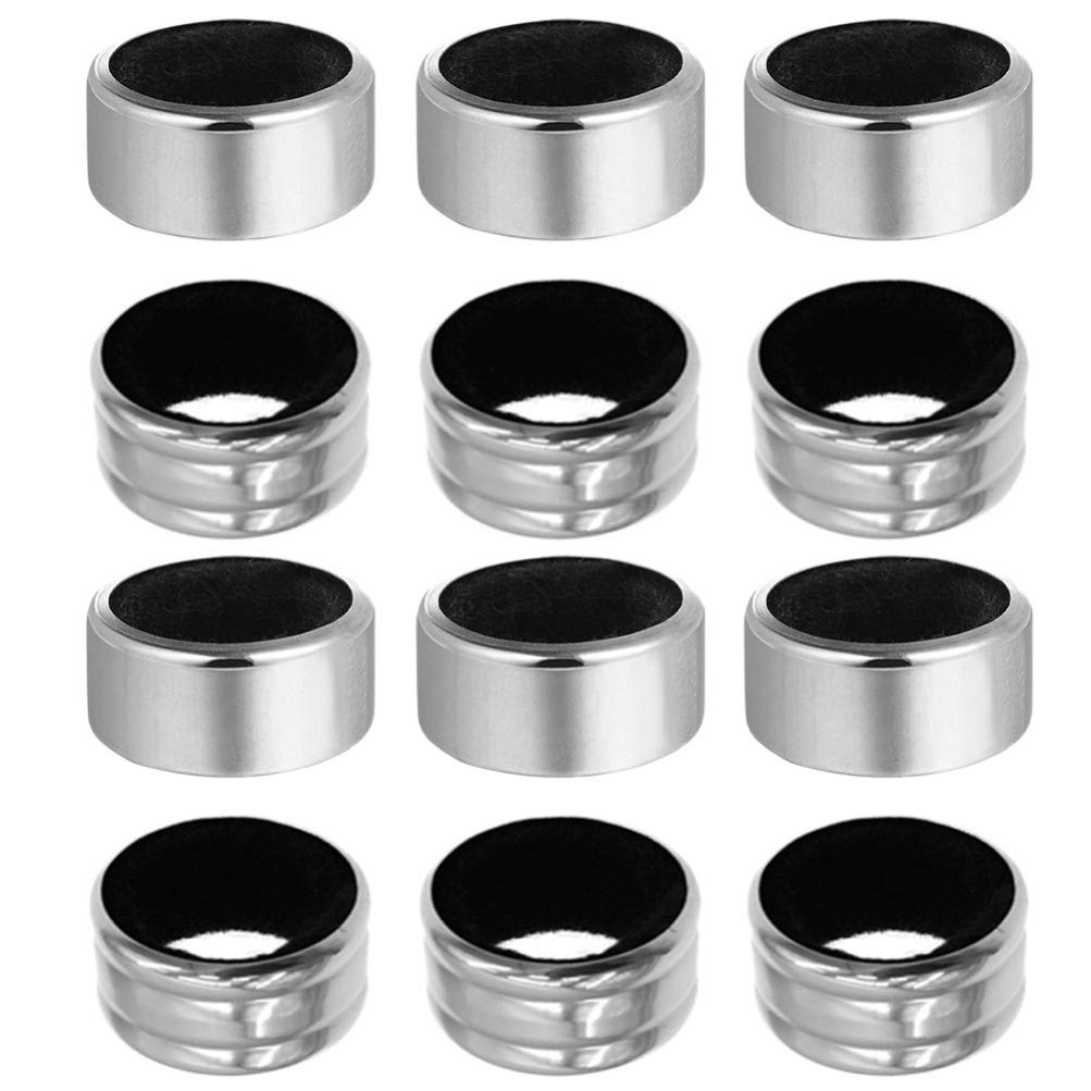 12-Pack Stainless Steel Wine Bottle Collars - Elegant Drip Rings with Velvet Felt Wine Stoppers | Perfect for Wine Bars, Home Kitchens & Hosting Parties | Essential Bar Accessories & Wine Serving Gadgets