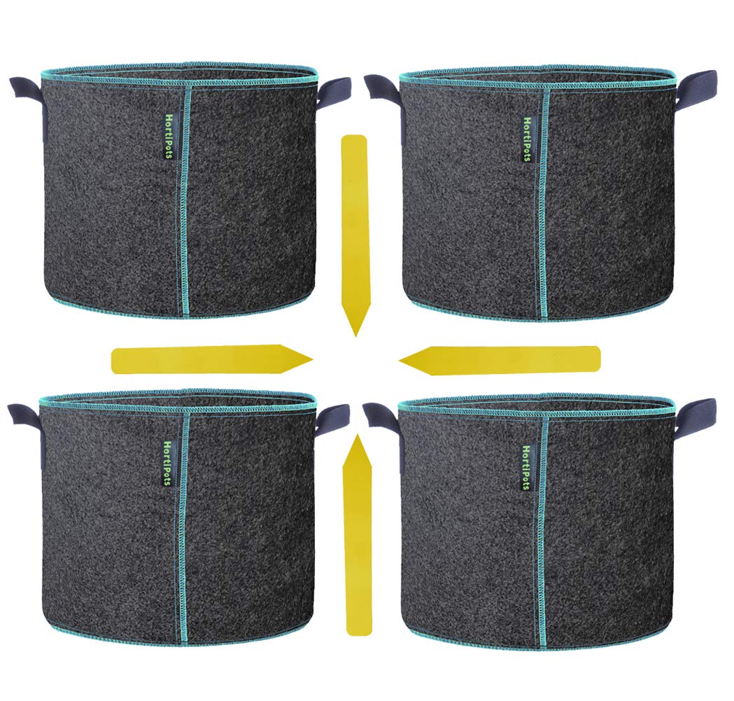 15 Gallon Fabric Grow Pots - Breathable Non-Floppy Cloth Planters for Outdoor Gardening (Pack of 4, Black/Grey) - Perfect for Vegetables, Flowers & Raised Bed Gardening