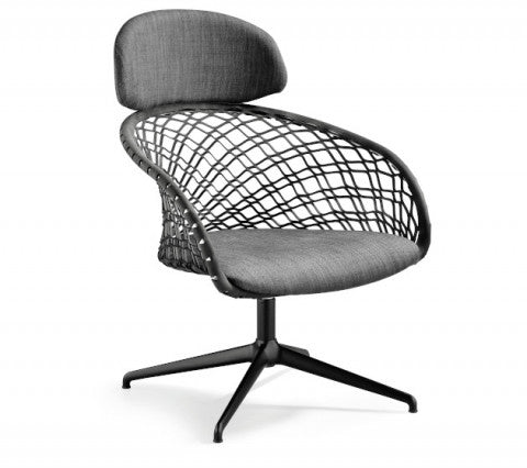 Midj P47 APA GX TS_CU Swivel Lounge Chair - 360° Rotating Modern Accent Chair for Living Room, Bedroom & Office - Comfortable PU Leather Recliner with Adjustable Backrest