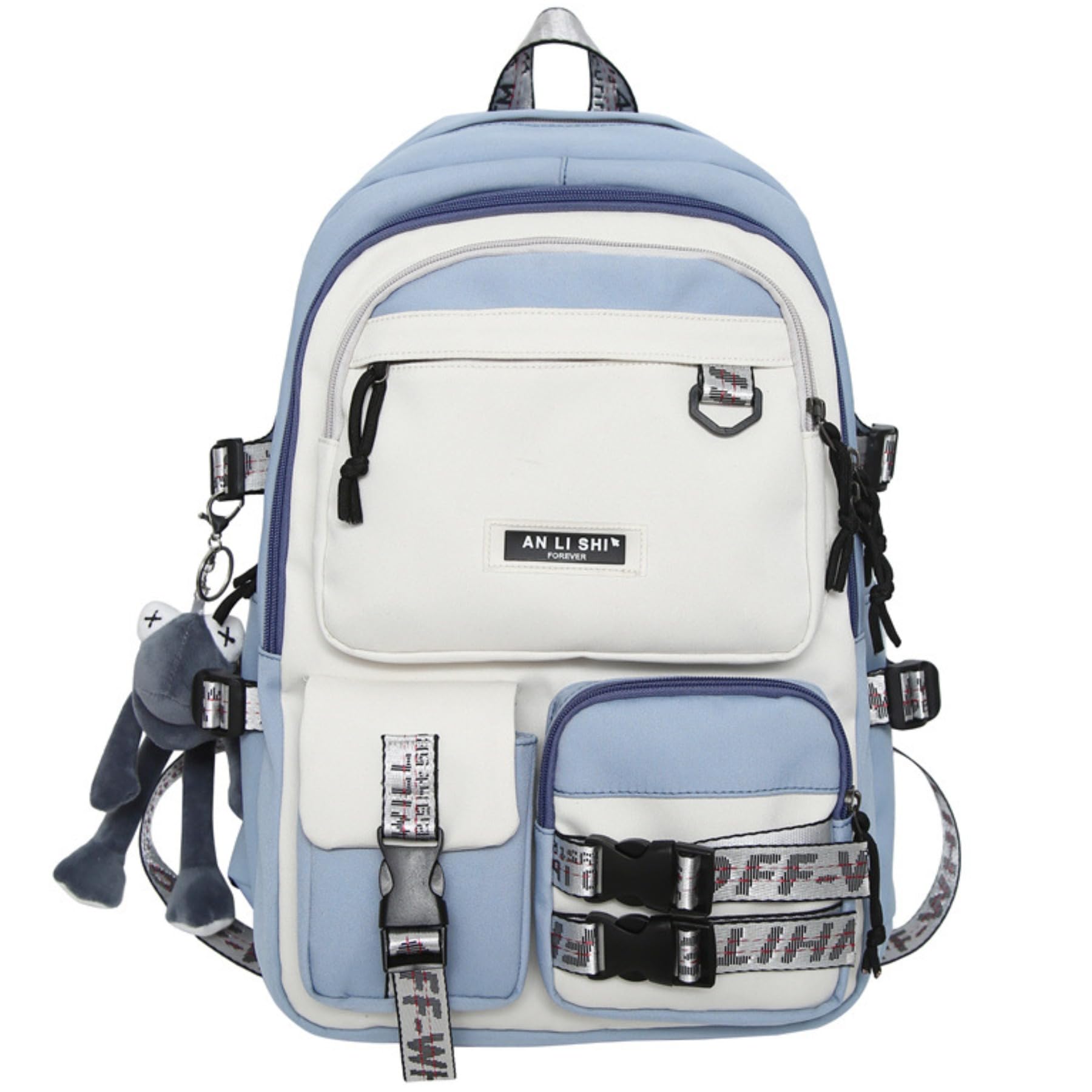 Stylish Casual Backpack for Women & Men - Large Capacity Fashion Travel Backpack with Cute Accessories, Laptop Daypack for Work, School, College & Daily Use (Blue) - Perfect for Commuting, Travel & Outdoor Activities