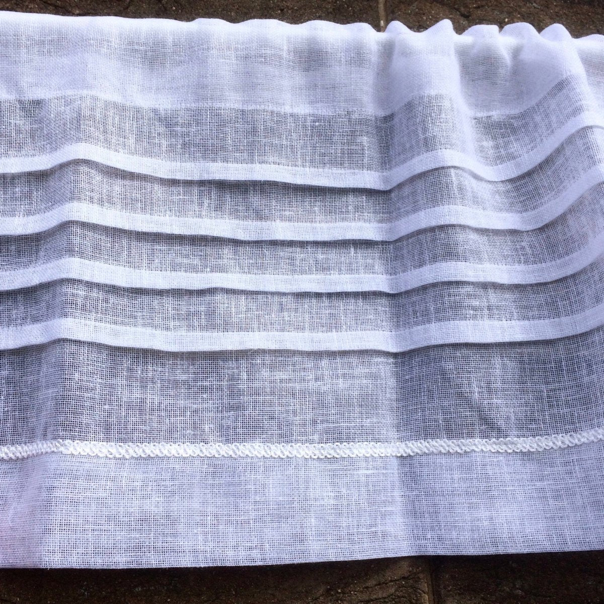 Sheer White Linen Window Valance - Elegant Window Topper & Cantonniere for Living Room, Bedroom & Kitchen Decor