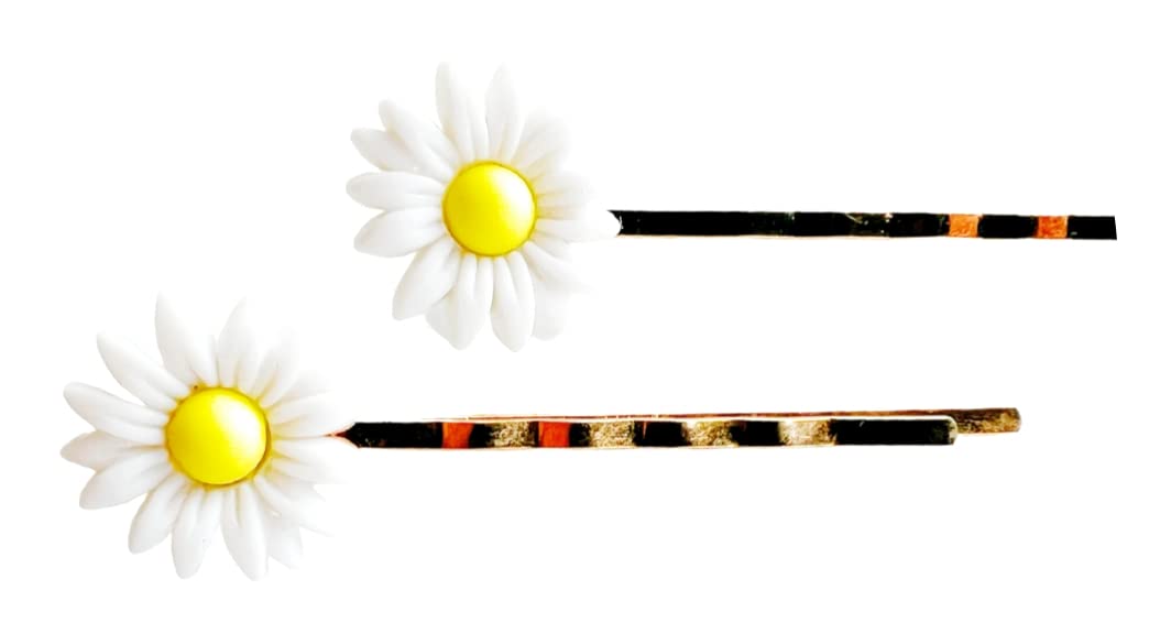 Daisy Hair Pins for Women - Floral Hair Clips, White Flower Hair Barrettes for Wedding, Boho Bobby Pins, Girls Hair Accessories - Perfect for Bridal, Prom, Party & Everyday Wear