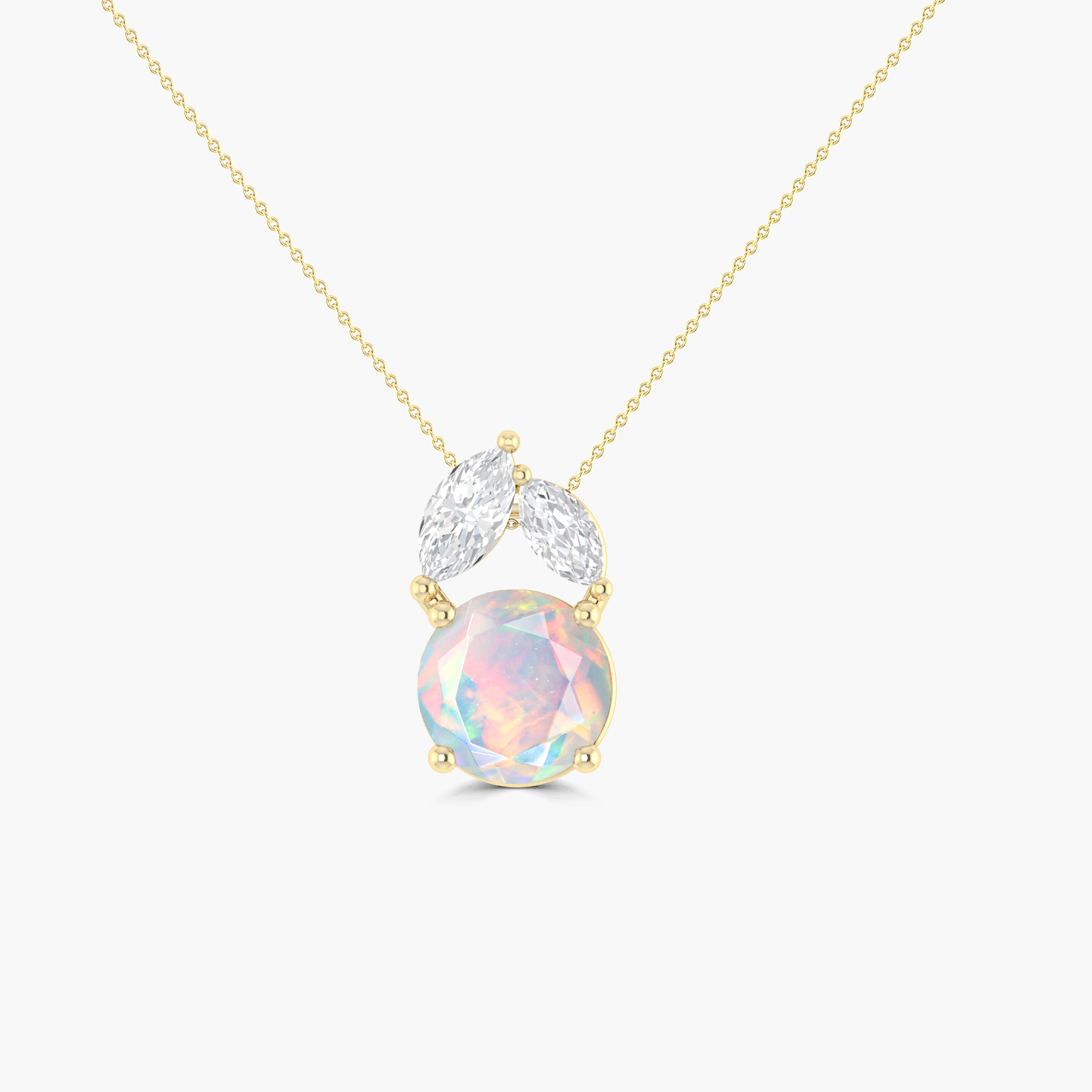 Natural White Opal Round Stone Minimalist Chain Pendant Necklace for Women - Elegant Boho Jewelry Gift for Birthday, Anniversary & Everyday Wear