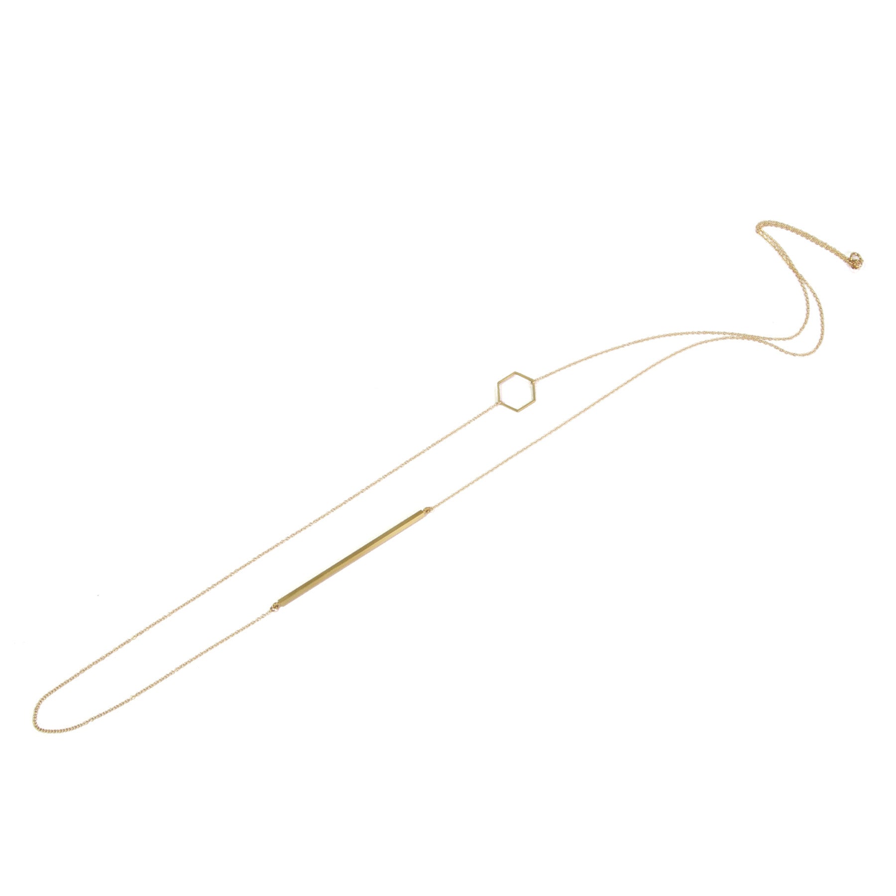 Hexagon and Bar Necklace - Geometric Minimalist Gold Pendant for Women - Perfect for Everyday Wear, Layering & Special Occasions