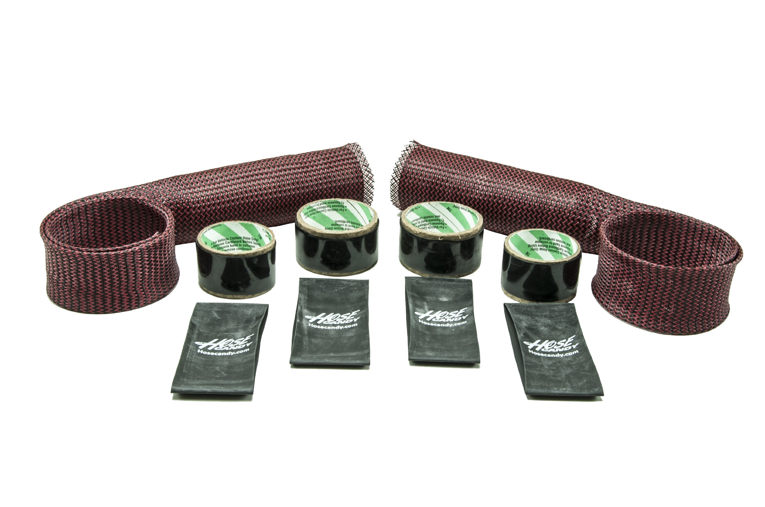 311040005 Red/Black Carbon Fiber Radiator Hose Cover Kit - Heat Resistant & Durable for Car Engine Cooling System - Perfect for Automotive Upgrades & Performance Enhancement