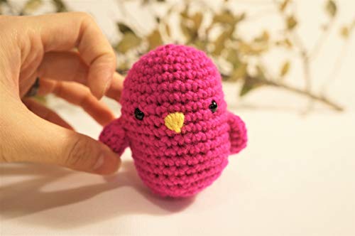 Fuchsia Crochet Baby Bird - Handmade Soft Plush Toy for Newborns, Nursery Decor, Baby Shower Gift, and Kids Room Accessories