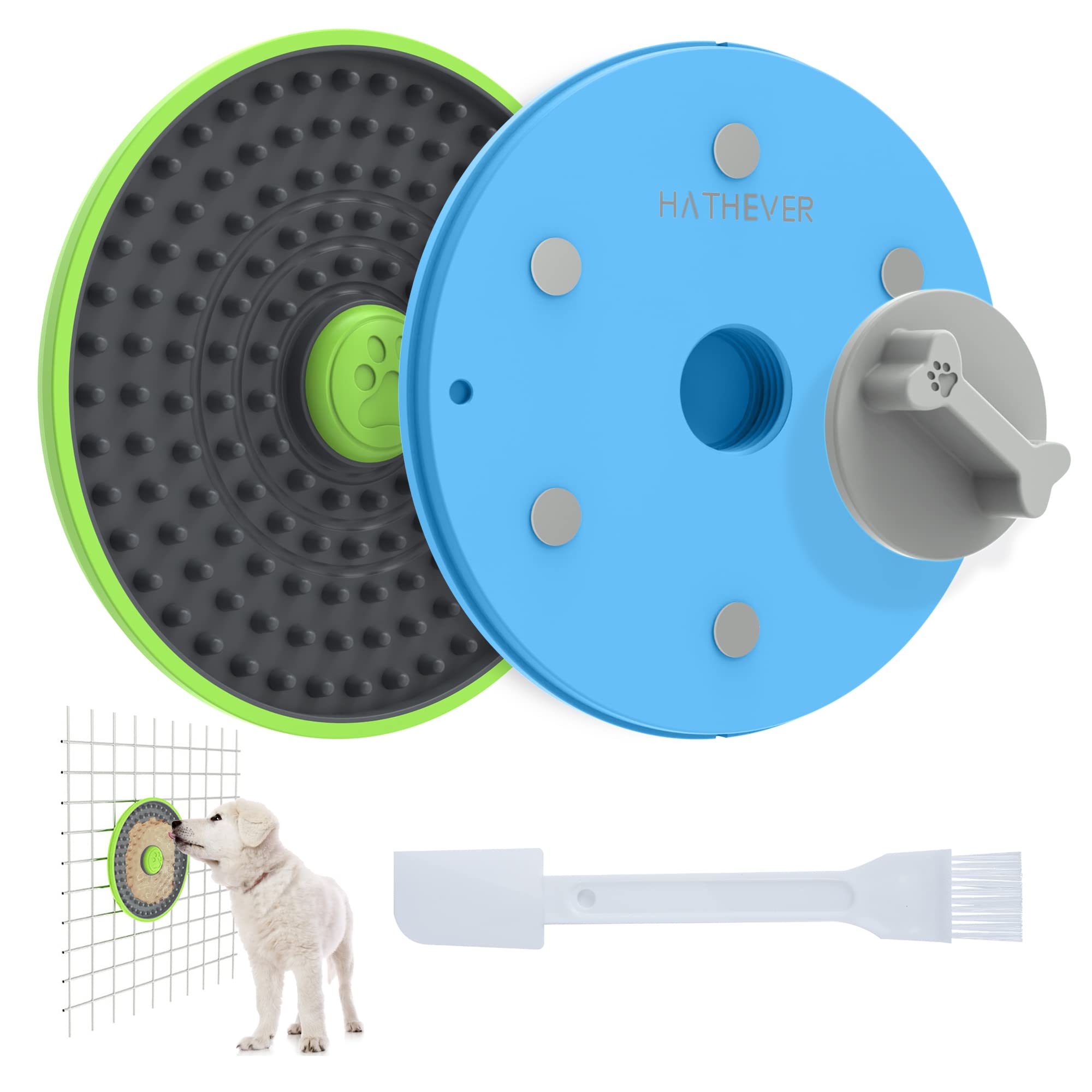 Hathever 2 Pack Dog Lick Mat for Crate Training - Slow Feeder Licking Pad for Dogs & Puppies to Relieve Boredom & Anxiety - Perfect for Treats, Yogurt, Peanut Butter - Great for Crate Training, Grooming & Vet Visits