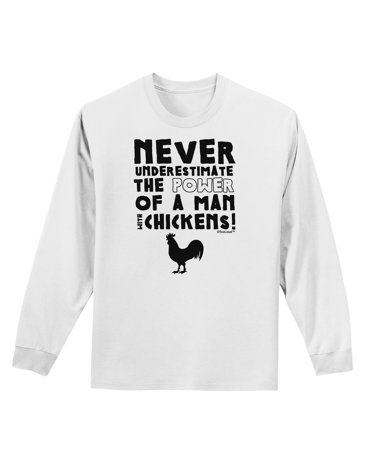 TooLoud Funny Chicken Lover Men's Long Sleeve T-Shirt - Comfortable Casual Wear for Farmers, Animal Lovers & Humor Enthusiasts
