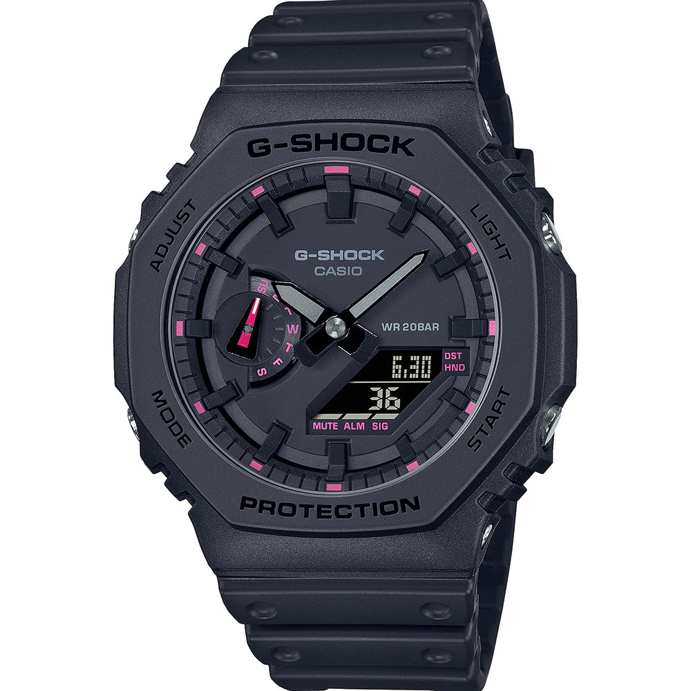 G Shock GA2100P-1A Blazing Pink 'CasiOak' Digital Analog Watch - Stylish & Durable for Outdoor, Sports & Everyday Wear