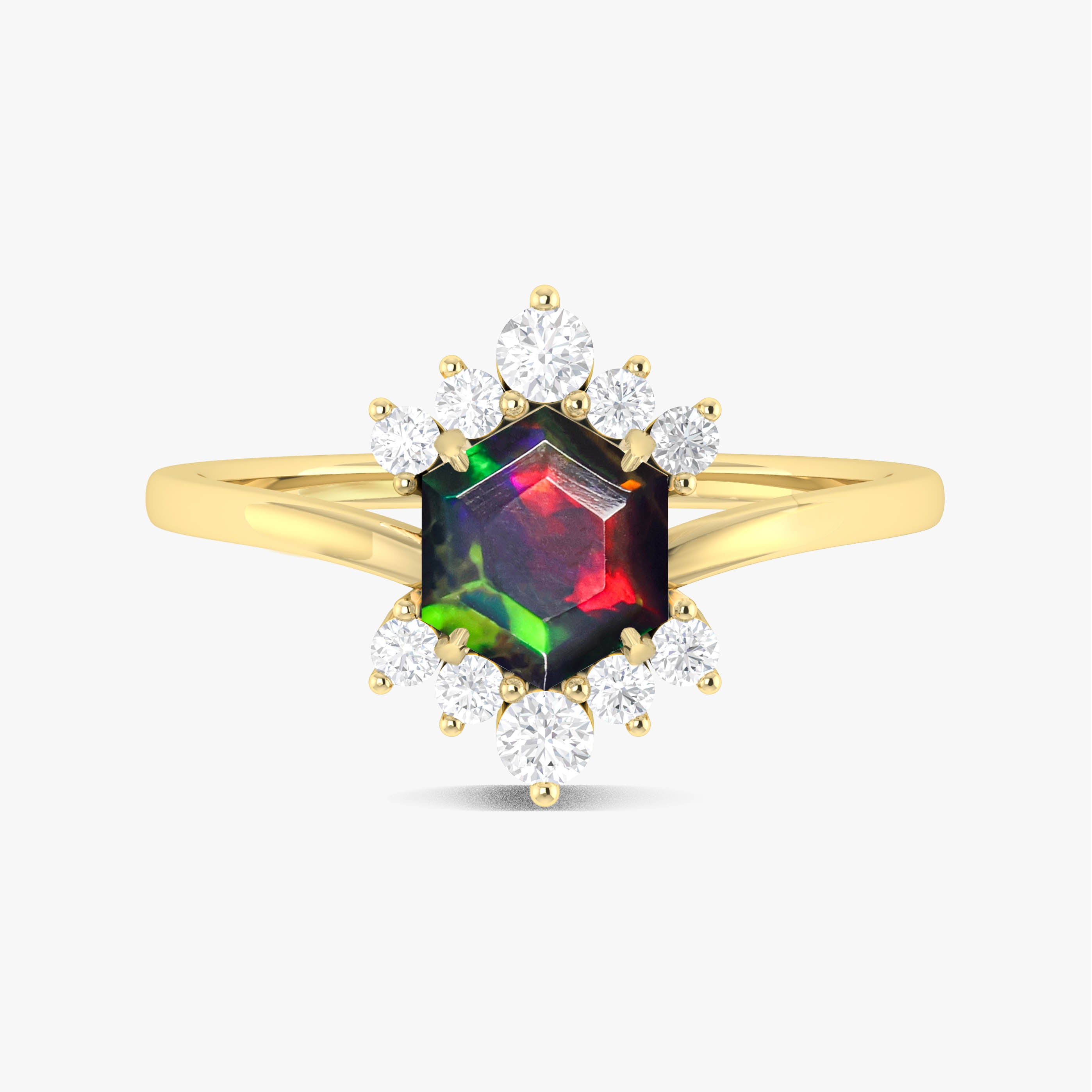 Natural Black Opal Hexagon Gemstone Ring for Women - Elegant Handmade Silver Jewelry for Engagement, Wedding & Special Occasions