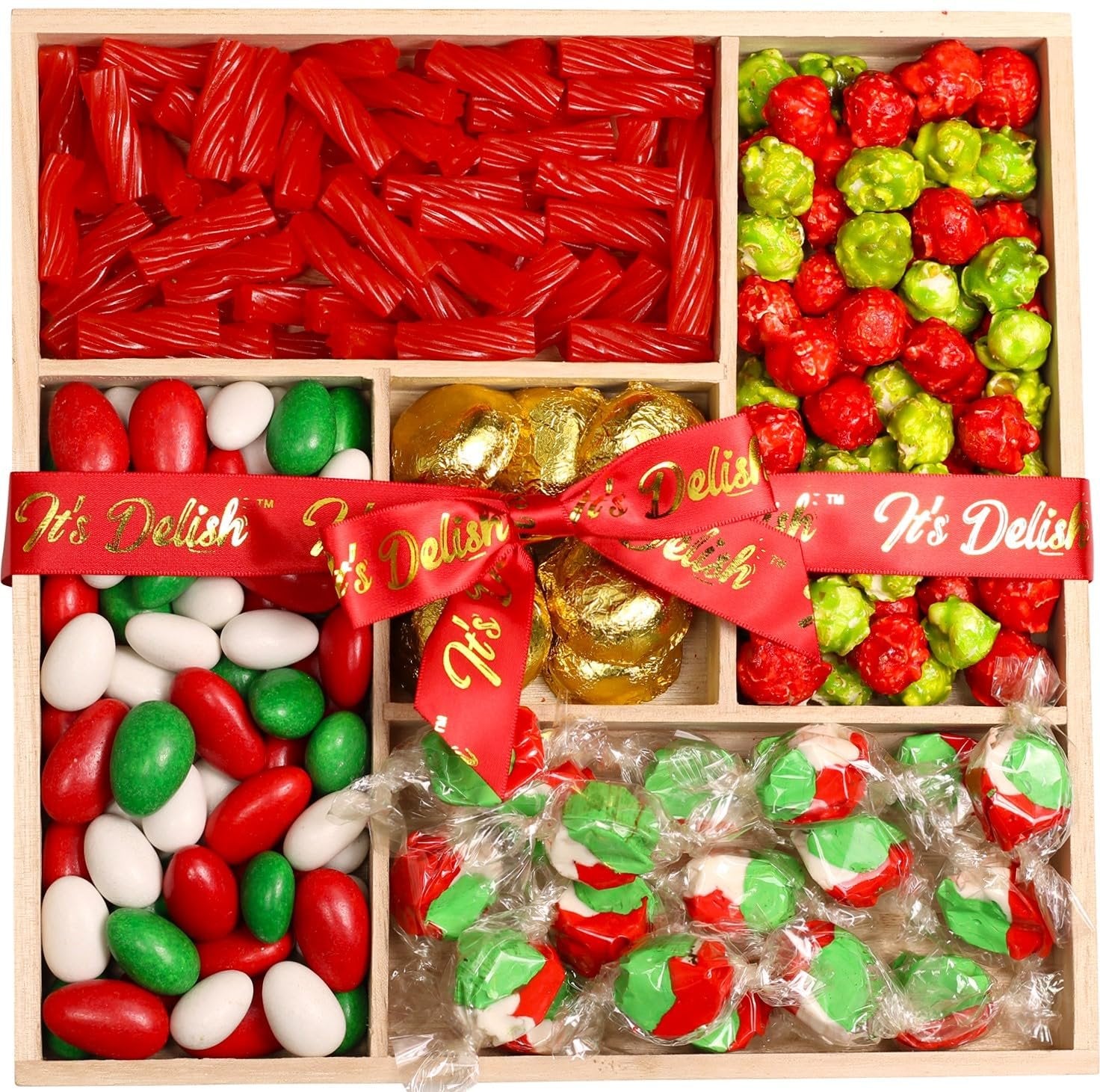 Festive Christmas Candy Gift Tray - Handcrafted Wooden Platter for Holiday Treats & Desserts | Perfect for Christmas Parties, Cookie Exchanges & Festive Home Decor