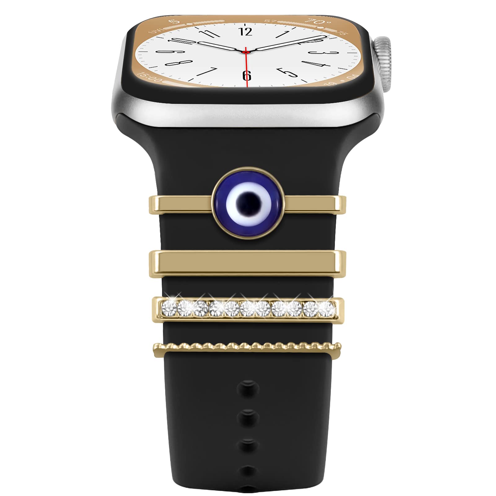 Apple Watch Charms & Galaxy Watch Accessories - Compatible with Series 1-8, SE, Ultra (38mm-49mm) & Galaxy Watch 4/5/Active/Classic - Bling Bracelet Charms for Women - Perfect for Workouts, Parties & Everyday Fashion
