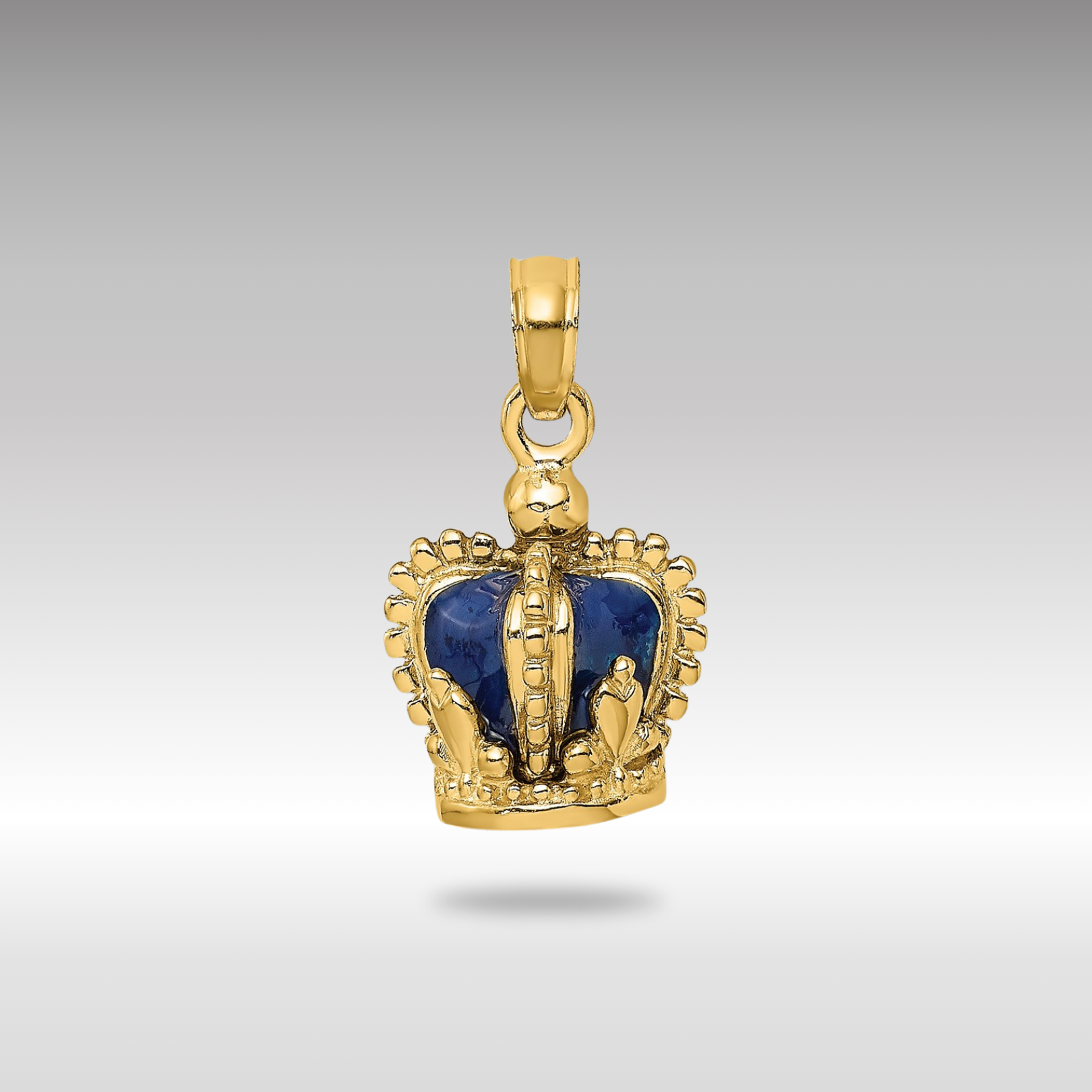 Gold 3D Blue Enamel Crown Charm Pendant - Model K6943 | Perfect for Jewelry Making, DIY Crafts & Gift Giving