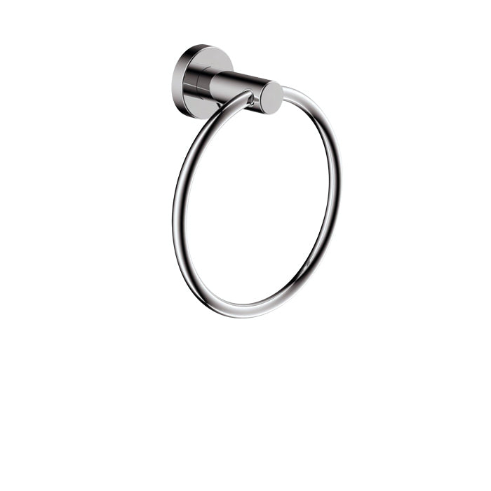 ALT AQUA 6-Inch Wall Mounted Towel Ring with Round Flange - Chrome & Black Finish - Perfect for Bathroom, Kitchen & Spa Decor