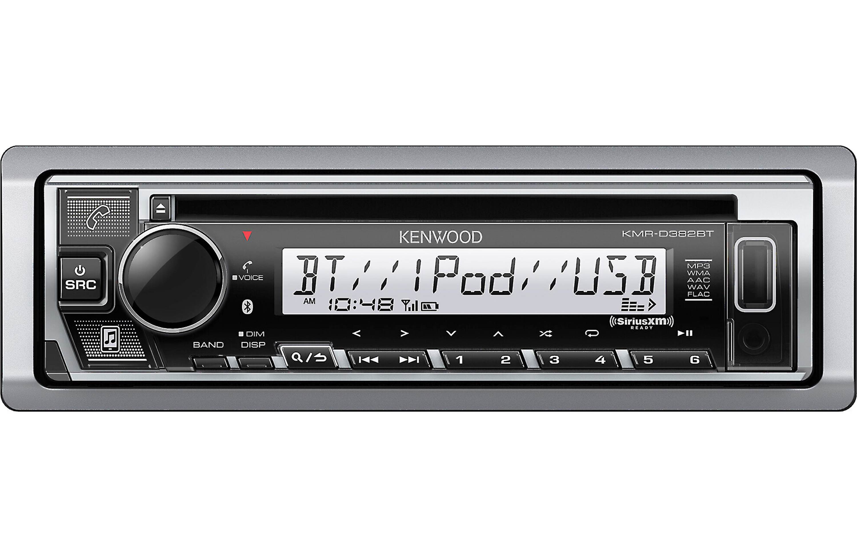 Kenwood KMR D382BT Marine CD Receiver with Bluetooth - Waterproof Boat Stereo System for Boats, Yachts & Marine Vehicles - Perfect for Outdoor Water Sports & Fishing Trips