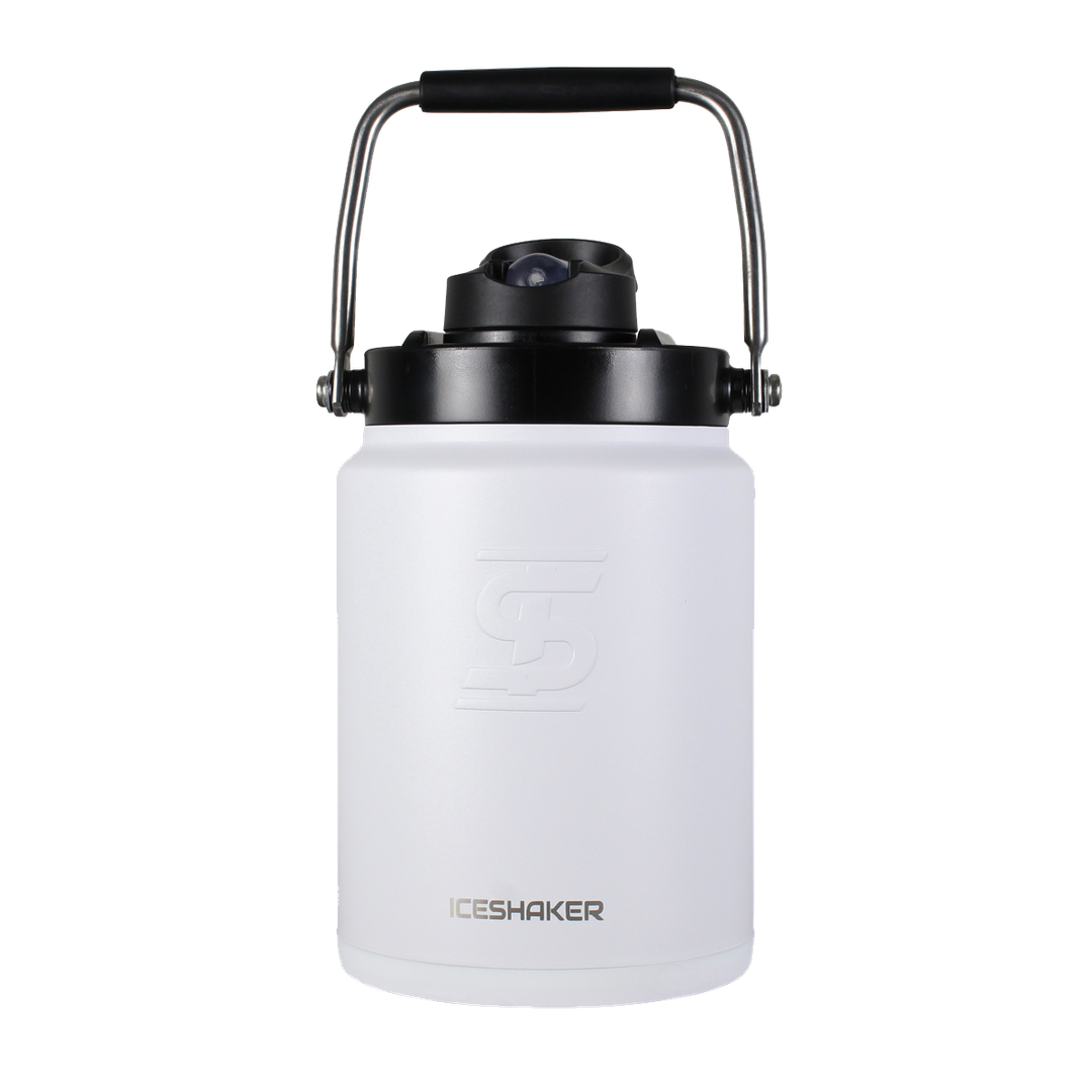 Custom Half Gallon Water Jug with Non-Slip Silicone Base - White - Perfect for Gym, Hiking & Outdoor Activities