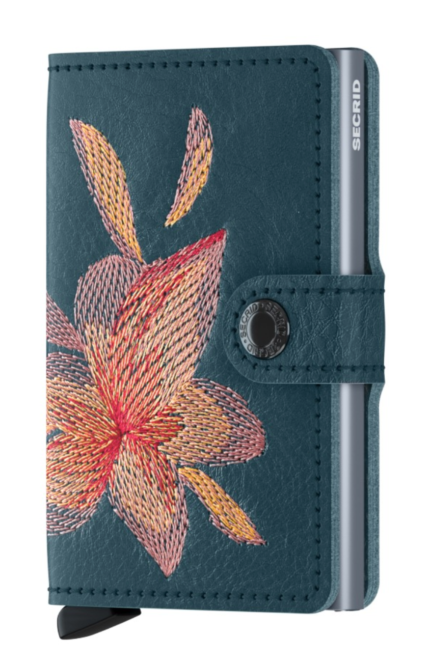 Secrid Magnolia Stitch Mini Wallet - RFID Blocking Slim Card Holder for Women - Perfect for Travel, Everyday Use & Minimalist Lifestyle