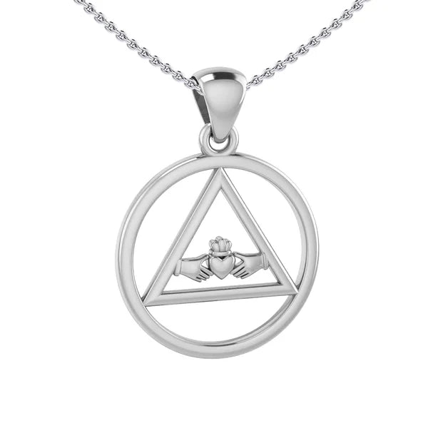 Embrace of Recovery – Sterling Silver Claddagh AA Pendant with 18
