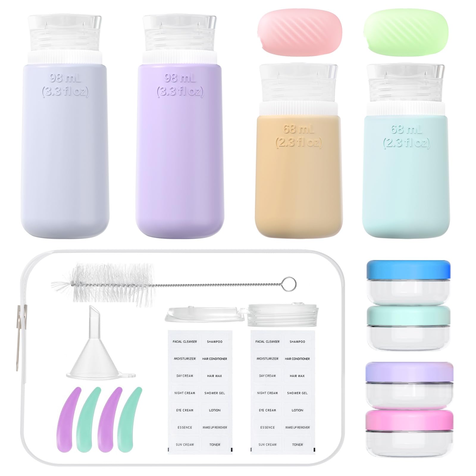 20 Pack TSA Approved Silicone Travel Bottles Set - Leak Proof Toiletry Containers for Shampoo, Conditioner & Lotion | Perfect for Airplane Carry-On, Vacation Essentials & Business Trips