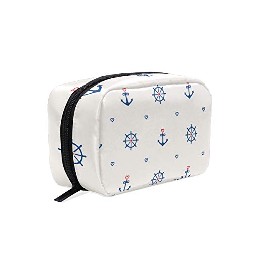 Nautical Anchor Compass Pattern Makeup Cosmetic Bag - Waterproof Portable Travel Train Case Toiletry Organizer for Women, Multifunctional Storage Pouch - Perfect for Travel, Gym, Beach & Daily Use