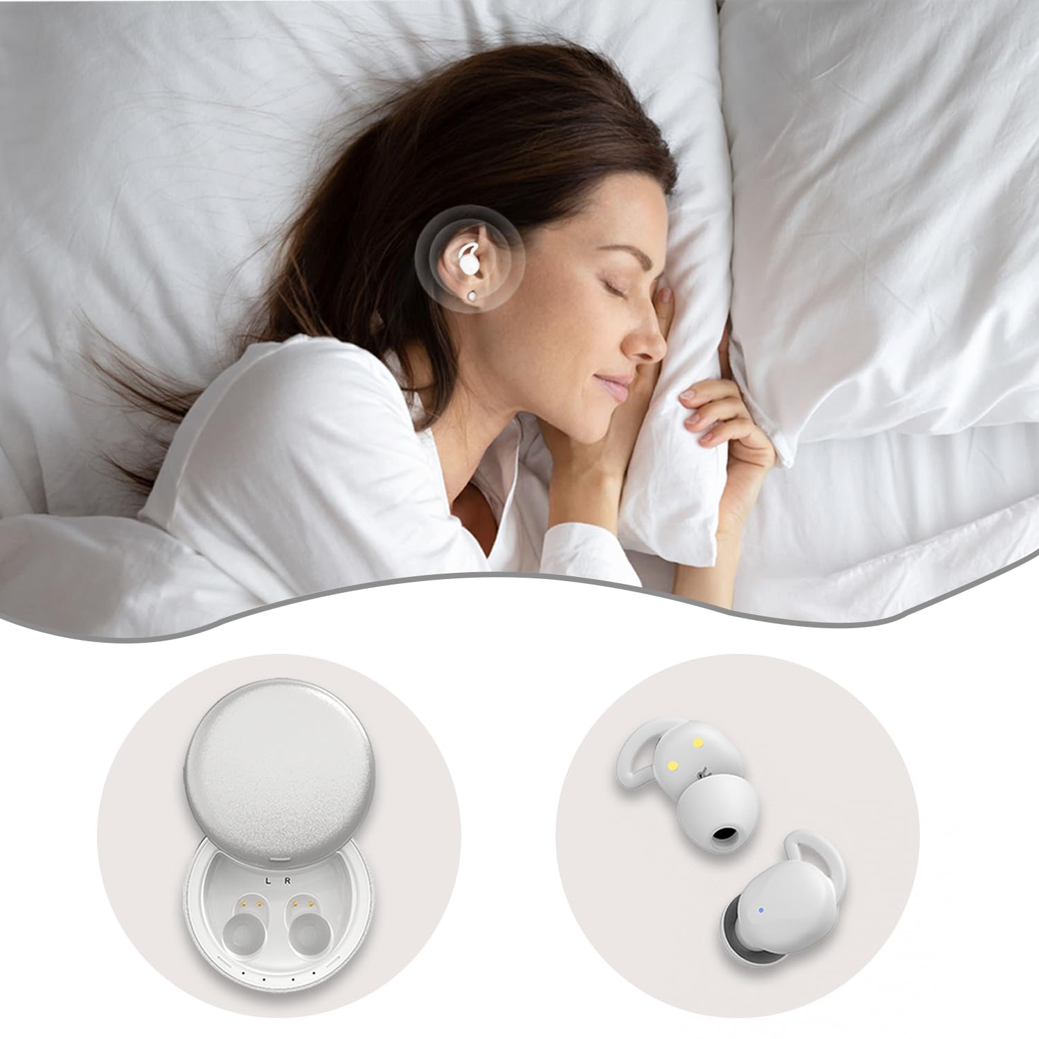 Wireless Sleep Headphones for Side Sleepers - Small Invisible Bluetooth Earbuds for iPhone & Android | Comfortable Sleeping Headphones for Night Use, Travel & Meditation