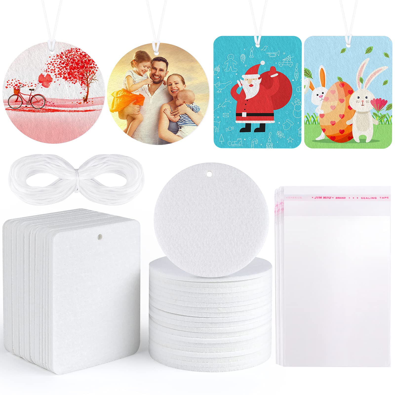 40 Pieces Sublimation Air Freshener Blanks with Bags - DIY Round & Square Scented Hanging Heat Transfer Air Fresheners for Car, Home & Office Decor | Customizable Aroma Solutions for Vehicles, Living Spaces & Workspaces