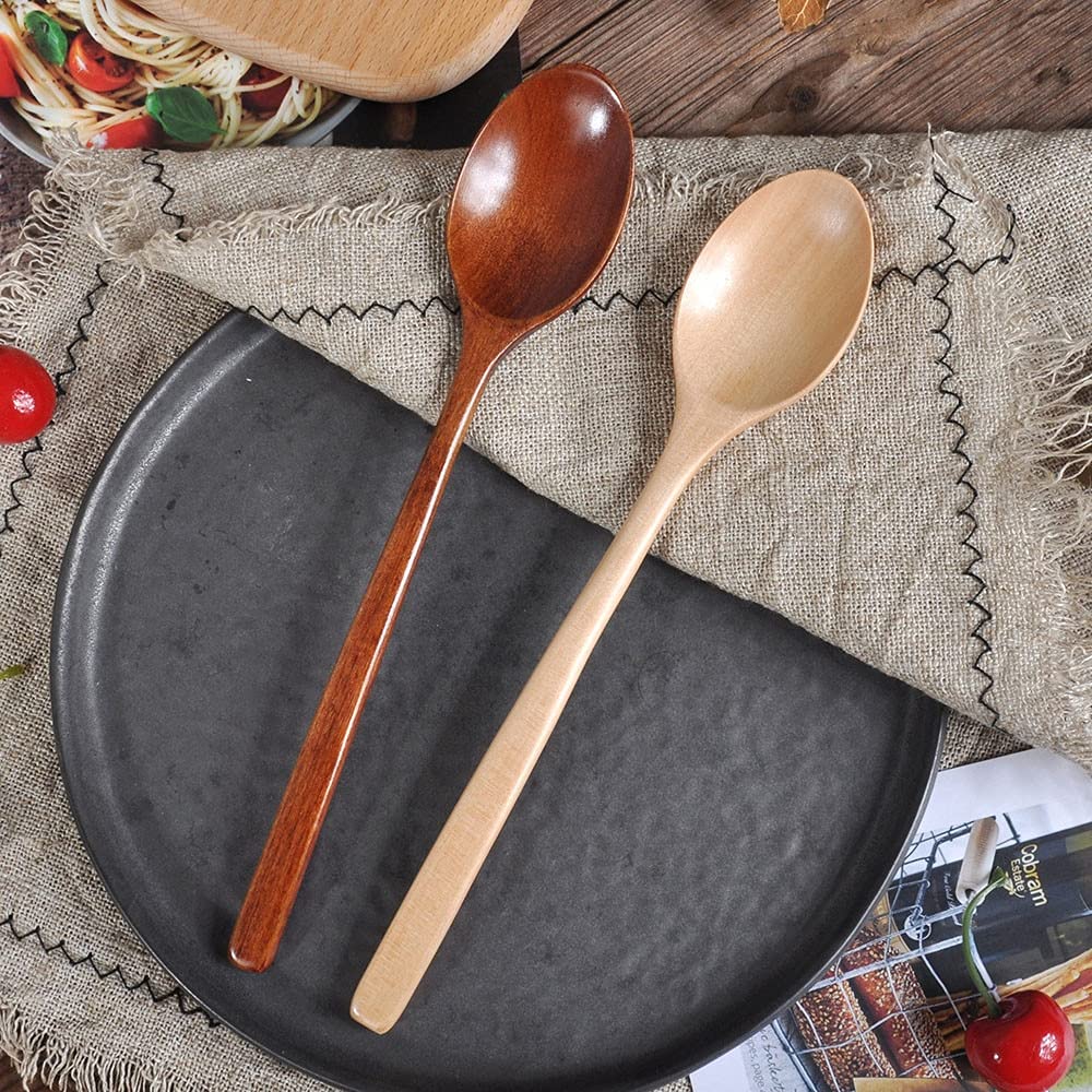 Premium Bamboo Wooden Spoon Set for Cooking, Mixing & Serving - Eco-Friendly Kitchen Utensils for Soup, Tea & Baking - Ideal for Home Chefs & Healthy Eating