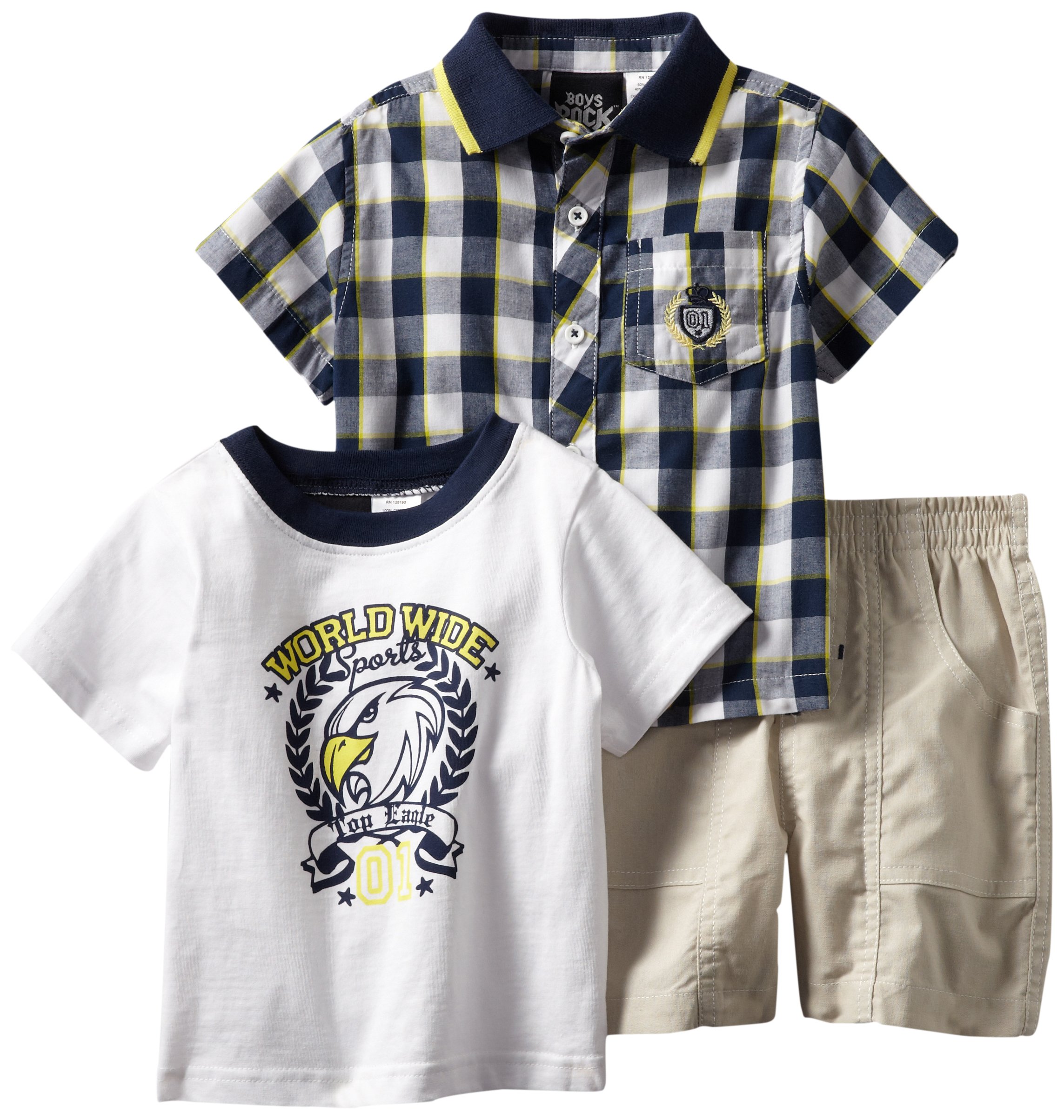 **Boys' 3-Piece Eagle Print Shorts Set - Trendy Summer Outfit for Toddler & Kids - Perfect for Playdates, Beach & Outdoor Adventures**