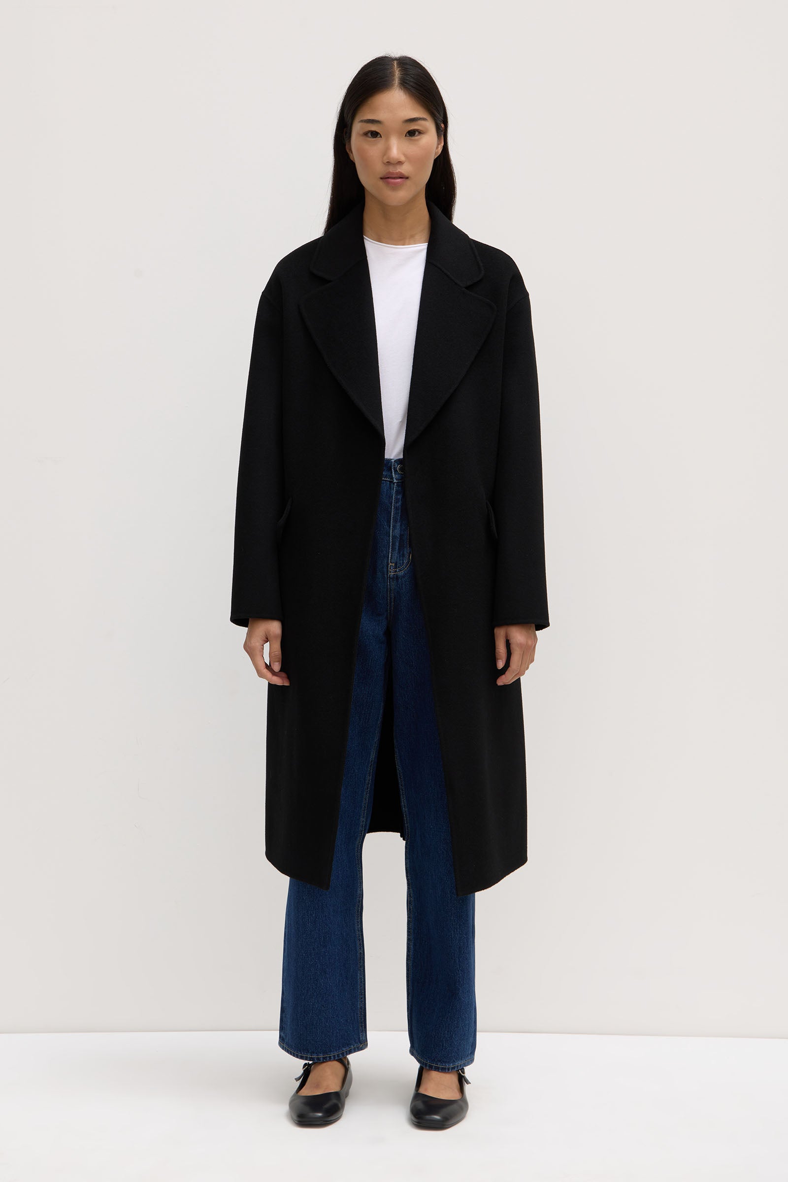 Sadie Single Breasted Wool Coat for Women - Classic Black Winter Trench Coat - Perfect for Office, Dating & Formal Occasions