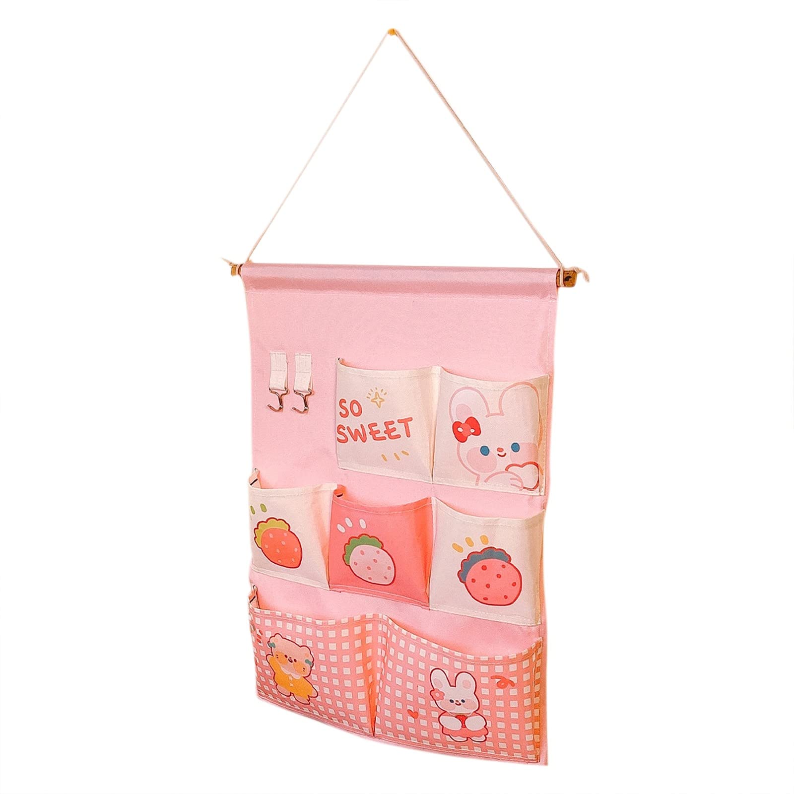 7-Pocket Hanging Wall Organizer - Cotton Linen Fabric Door Storage Bag for Bedroom, Bathroom & Office | Space-Saving Closet & Entryway Organizer