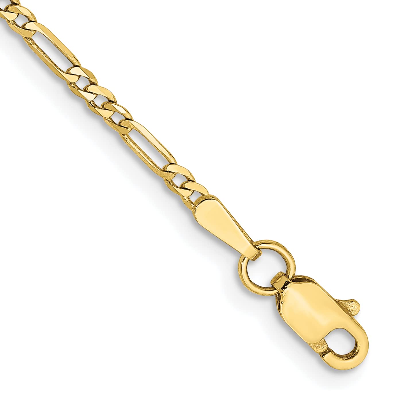 10K Yellow Gold Figaro Chain Anklet - 1.75mm Flat Solid Gold Ankle Bracelet for Women (8