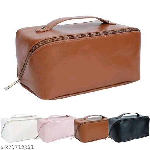 Large Capacity Leather Cosmetic Travel Bag for Women - Waterproof Makeup Organizer with Handle & Dividers, Portable Toiletry Bag for Travel, Gym, and Daily Use